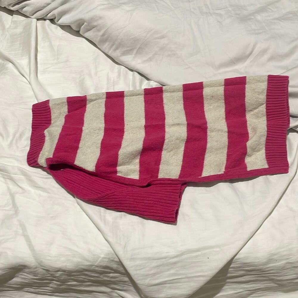 Land’s end xl pink white cotton nylon wool dog sweater in euc like new
